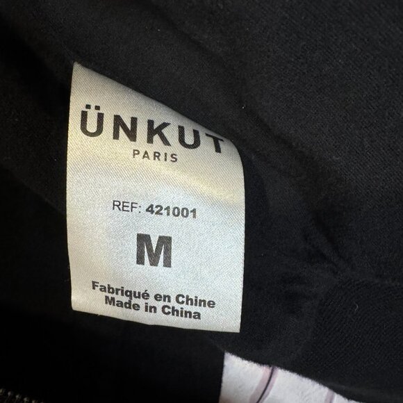 UNKUT Paris Men's Full-Zip Faux Leather/ 100% Cotton Med Black Hooded Sweatshirt - Picture 7 of 8